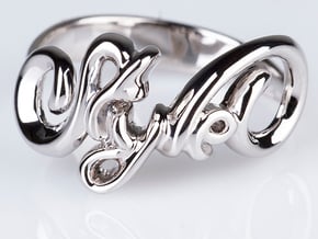 Style minimalist design word ring in Polished Silver: 7 / 54