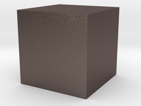 3D printed Sample Model Cube 1cm in Polished Bronzed-Silver Steel: Large