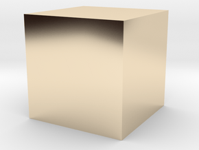 3D printed Sample Model Cube 1cm in 14k Gold Plated Brass: Large