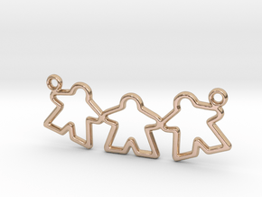Meeple gamers pendant (Triple) in 14k Rose Gold Plated Brass