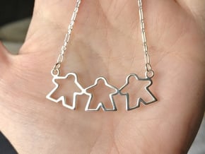 Meeple gamers pendant (Triple) in Polished Silver
