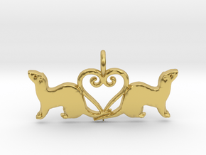 Double ferret pendant in Polished Brass