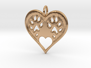 Ferret paw print pendant - precious in Polished Bronze