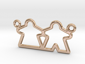 Meeple pendant necklace gamer gift in 14k Rose Gold Plated Brass