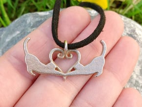 Cats Heart (hanger) in Polished Bronzed-Silver Steel