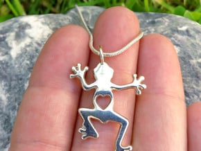 Tree frog pendant in Polished Silver