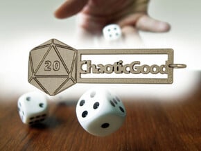 Chaotic Good RPG Keychain in Polished Bronzed Silver Steel