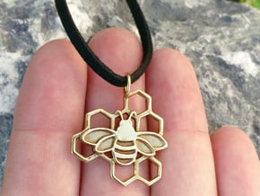 Bumblebee pendant honeycomb design in Polished Brass