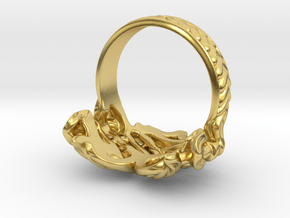 Flaming Burning Heart Ring in Polished Brass: 7 / 54