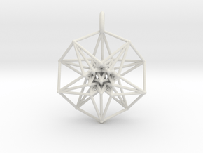 5d hypercube toroidal projection -37mm  in White Natural Versatile Plastic: Small