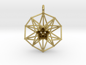 5d hypercube pendant - 3 sizes in Natural Brass: Small