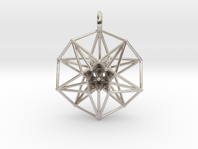 5d hypercube toroidal projection -37mm  in Rhodium Plated Brass: Small