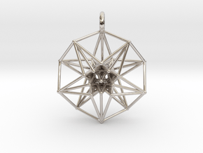 5d hypercube pendant - 3 sizes in Rhodium Plated Brass: Small