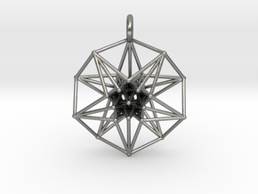 5d hypercube pendant - 3 sizes in Natural Silver: Small