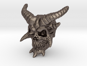 Demon Skull v2  in Polished Bronzed-Silver Steel