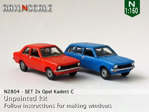 SET 2x Opel Kadett (N 1:160) in Smooth Fine Detail Plastic
