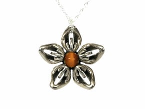 Tigereye Transgender Flower Necklace in Polished Bronzed-Silver Steel