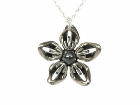 Hematite Transgender Flower Necklace in Polished Bronzed-Silver Steel