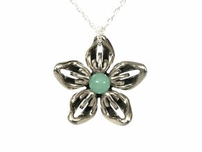 Adventurine Transgender Flower Necklace in Polished Bronzed-Silver Steel