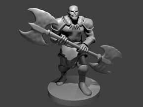 Half-Orc Male Barbarian with Double Axe in Smooth Fine Detail Plastic
