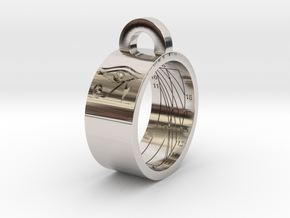 Sundial Ring Necklace Pendant (UK Latitude Model) in Rhodium Plated Brass