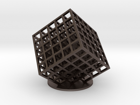 lattice cube 5x5x5 in Polished Bronzed-Silver Steel