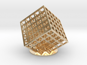 lattice cube 5x5x5 in 14k Gold Plated Brass