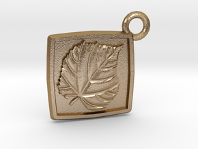 Linden leaf keychain in Polished Gold Steel