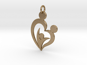 Family of Three Heart Shaped Pendant in Polished Gold Steel
