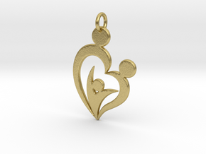 Family of Three Heart Shaped Pendant in Natural Brass