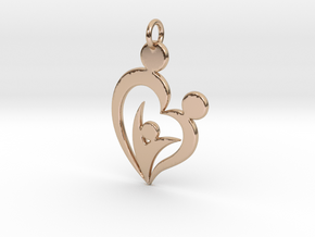 Family of Three Heart Shaped Pendant in 14k Rose Gold