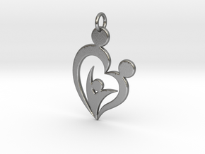 Family of Three Heart Shaped Pendant in Natural Silver