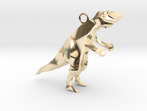 Polygonal Dinosaur in 14k Gold Plated Brass