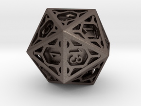 D20 Balanced - Cage die in Polished Bronzed-Silver Steel