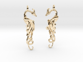 Flat Dragon Pair in 14k Gold Plated Brass