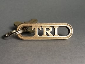 Triathlete Gift Keychain in Polished Bronzed-Silver Steel