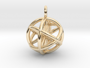 Vector Equilibrium Sphere 20mm- with 6 axis in 14k Gold Plated Brass