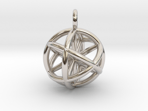 Vector Equilibrium Sphere 20mm- with 6 axis in Rhodium Plated Brass