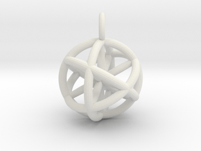 Vector Equilibrium Sphere 20mm- with 6 axis in White Natural Versatile Plastic