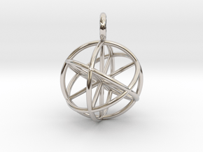 Seed of Life Pendant 20mm  in Rhodium Plated Brass