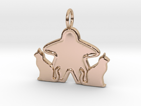 Cat meeple pendant  in 14k Rose Gold Plated Brass