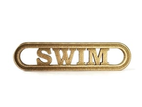 Swim Keychain Swimmer Gift in Polished Bronzed-Silver Steel