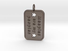 Meeples are my Peoples - Gamer keychain in Polished Bronzed-Silver Steel