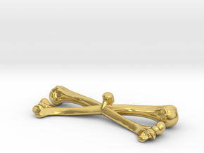 BONE X STAND for the Skull Ring Box in Polished Brass
