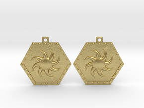 Sunburst Hex Earrings  in Natural Brass