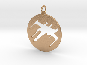 X-Wing Pendant  in Natural Bronze (Interlocking Parts)