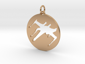 X-Wing Pendant  in Polished Bronze (Interlocking Parts)