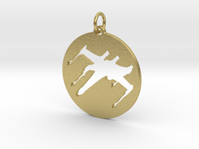 X-Wing Pendant  in Natural Brass (Interlocking Parts)