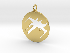 X-Wing Pendant  in Polished Brass (Interlocking Parts)