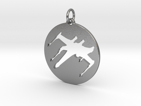 X-Wing Pendant  in Natural Silver (Interlocking Parts)